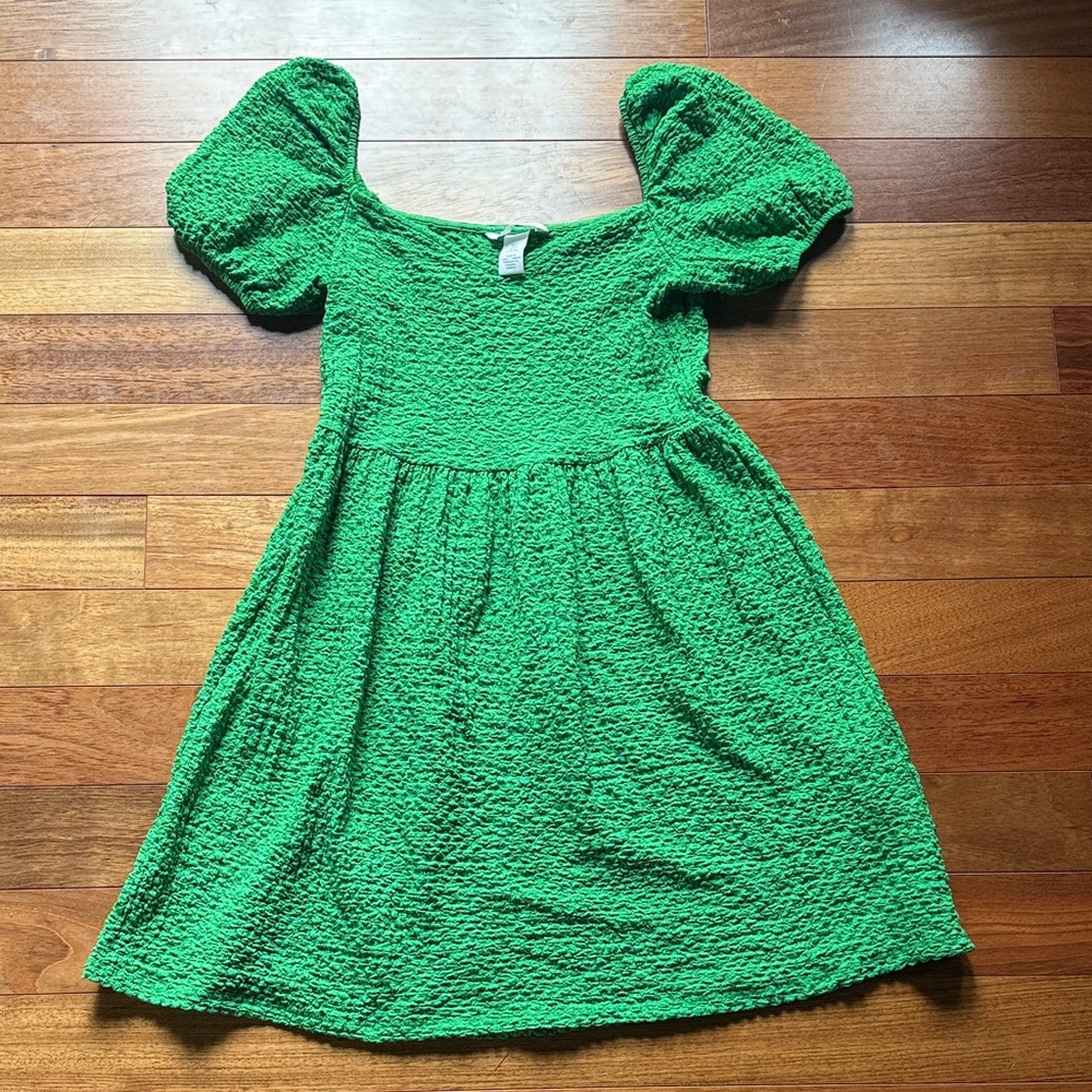 Green Textured Casual Dress
